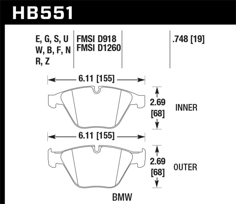 Hawk Performance HB551N.748 HP Plus Crossover Street/Motorsport Brake Pads