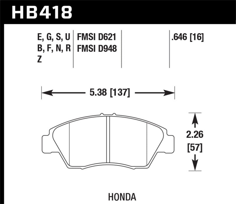 Hawk Performance HB418F.646 HPS Performance Street Brake Pads