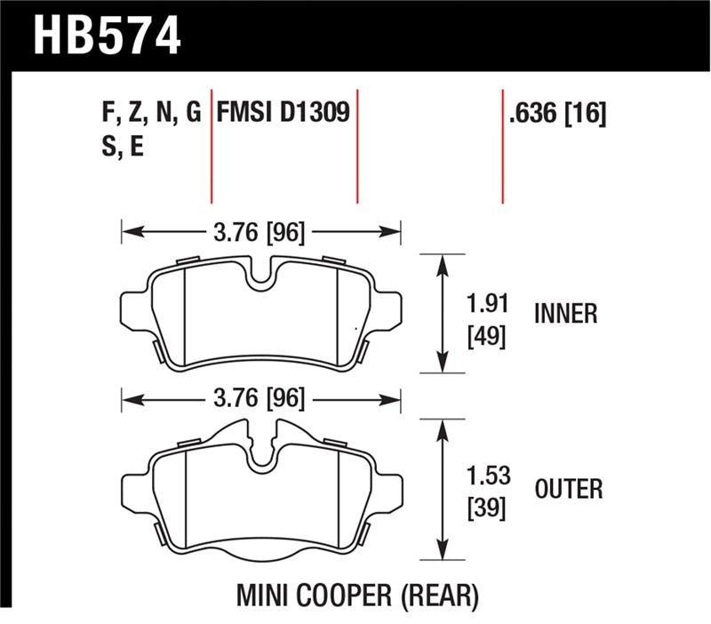 Hawk Performance HB574N.636 HP Plus Crossover Street/Motorsport Brake Pads