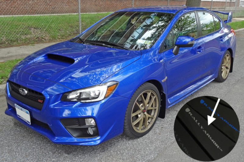 Rally Armor UR Mud Flaps - 2015-2021 Subaru WRX / WRX STI - Black/Silver Logo - #MF32-UR-BLK/SIL