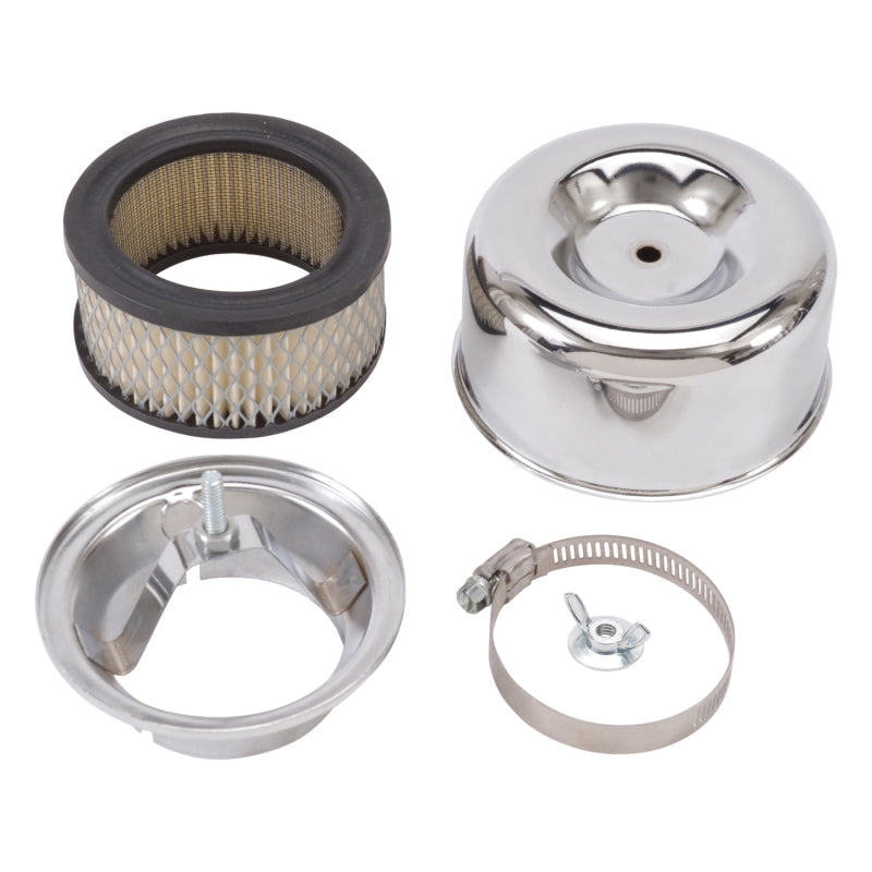 Edelbrock 1202 Air Cleaner 94 Series Round Steel Top 4.65 in Diameter x 3.125 in 2.63 in ID Raised