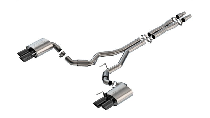 Borla 140970BC 2024 Ford Mustang GT 5.0L V8 3 in ATAK Catback Non-Active Exhaust- Black Chrome Quad Tip - #140970BC