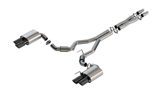 Borla 140970BC 2024 Ford Mustang GT 5.0L V8 3 in ATAK Catback Non-Active Exhaust- Black Chrome Quad Tip - #140970BC