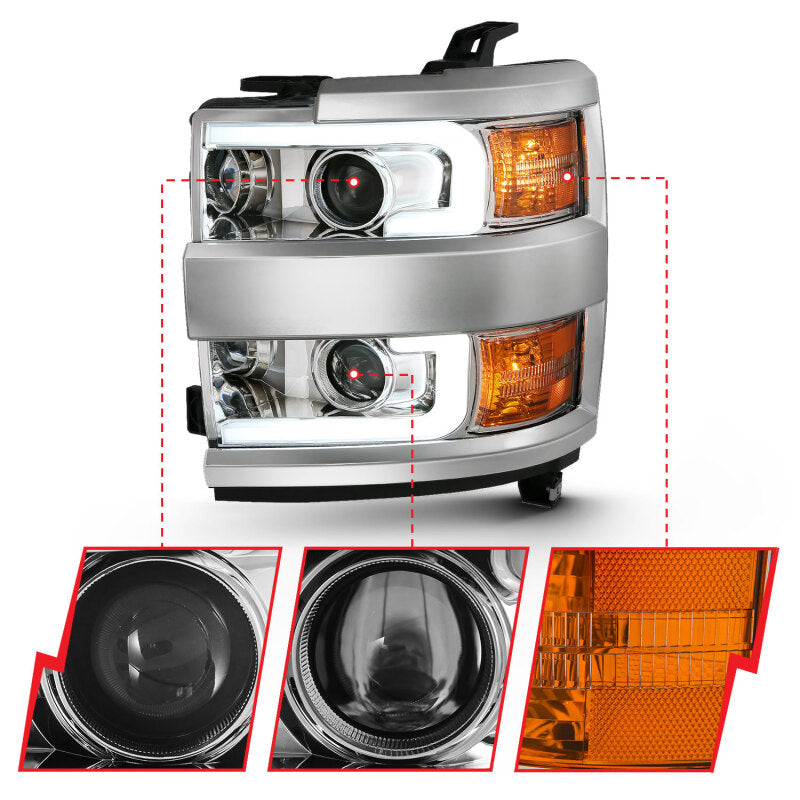ANZO 2015-2019 Chevrolet Silverado 2500 HD LED Projector Headlights