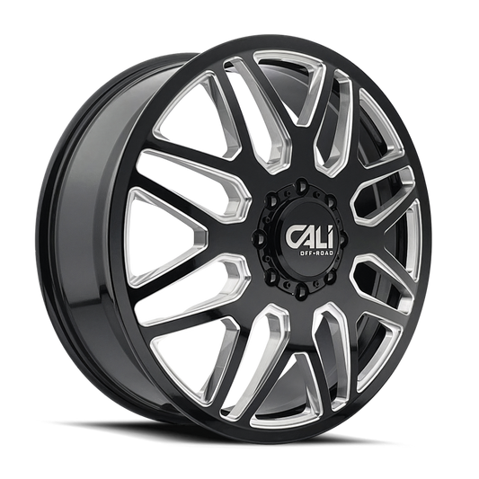 Cali Off-Road Invader Dually Rear 22x8.25 8x165.1 -232mm Gloss Black Milled Wheel 9115D-22881BMR232