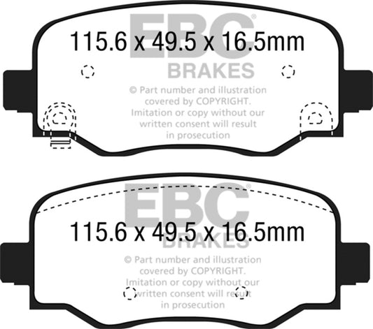 EBC 15+ Fiat 500X 1.4 Turbo Yellowstuff Rear Brake Pads DP42237R