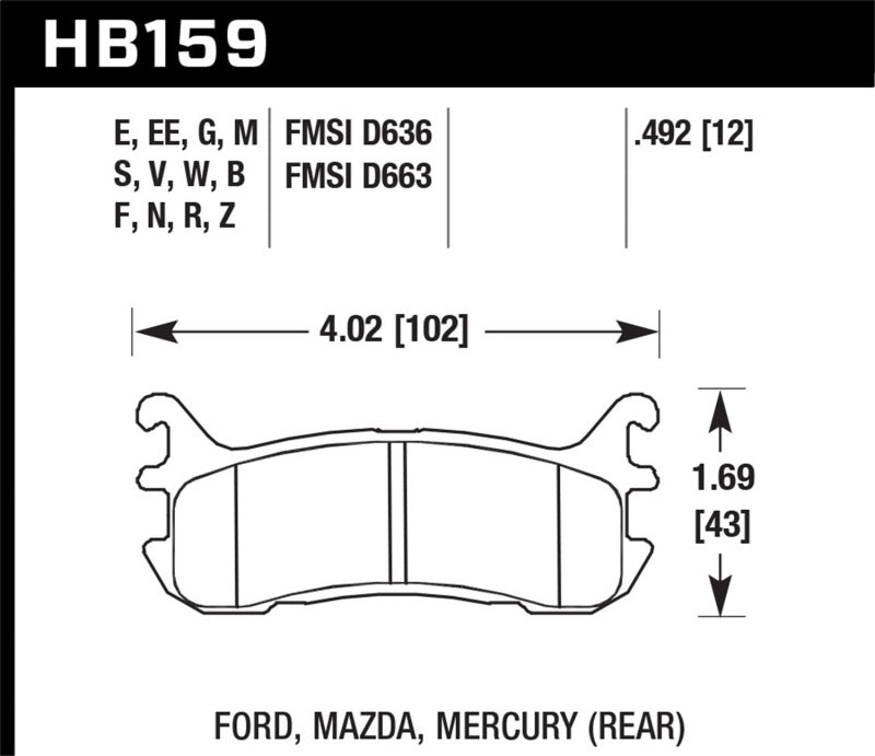 Hawk Performance HB159V.492 DTC-50 Motorsport Brake Pads
