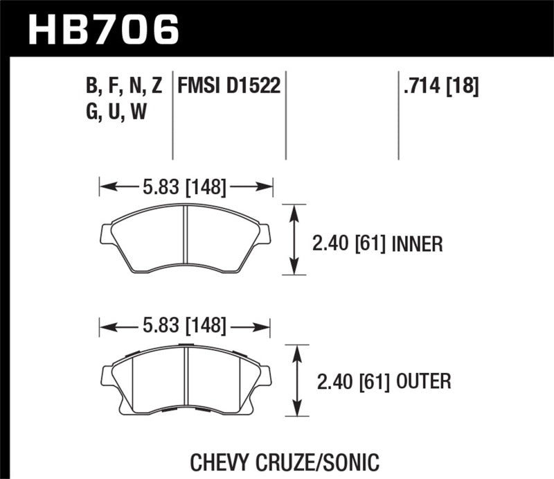 Hawk Performance HB706G.714 DTC-60 Motorsport Brake Pads