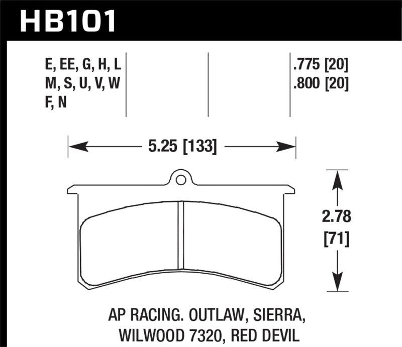 Hawk Performance HB101D.800 ER-1 Motorsport Brake Pads