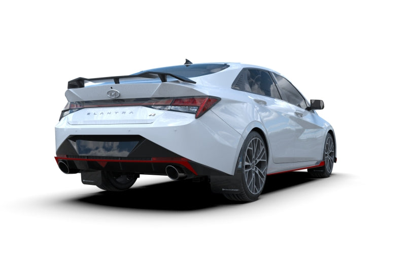 Rally Armor UR Mud Flaps - 2021-2023 Hyundai Elantra, 2022-2023 Hyundai Elantra N - Black/Blue Logo - #MF79-UR-BLK-PBL