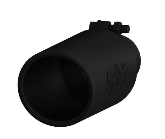 MBRP T5150BLK Exhaust Tip - 4" OD; Angled Rolled End; 2.5" inlet; 12" length | Black Coated