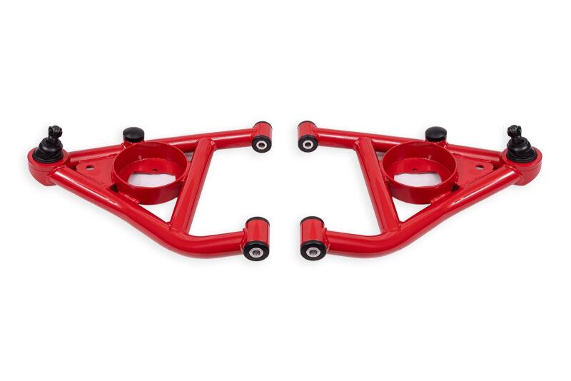 BMR 67-69 Chevrolet Camaro with Rear Bump Stops Lower A-Arms with STD Ball Joint (Delrin) - Red