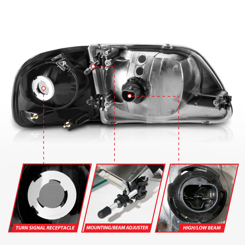 ANZO 1997-2003 Ford F-150 Crystal Headlights
