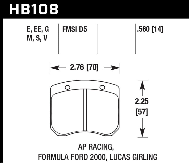 Hawk Performance HB108E.560 Blue 9012 Motorsport Brake Pads
