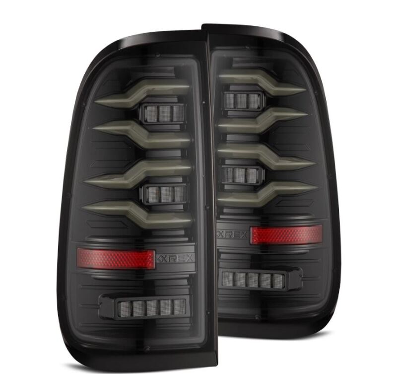 AlphaRex 658001 97-03 Ford F150 / 99-16 Ford F250/F350/F450/F550 LUXX-Series LED Tail Lights - Alpha-Black