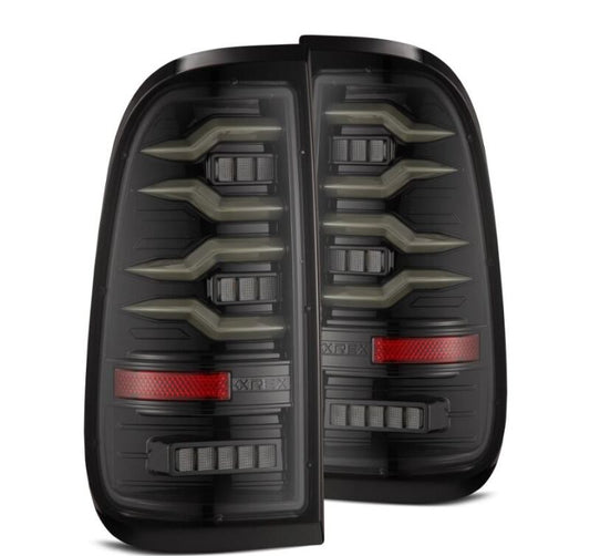 AlphaRex 658001 97-03 Ford F150 / 99-16 Ford F250/F350/F450/F550 LUXX-Series LED Tail Lights - Alpha-Black