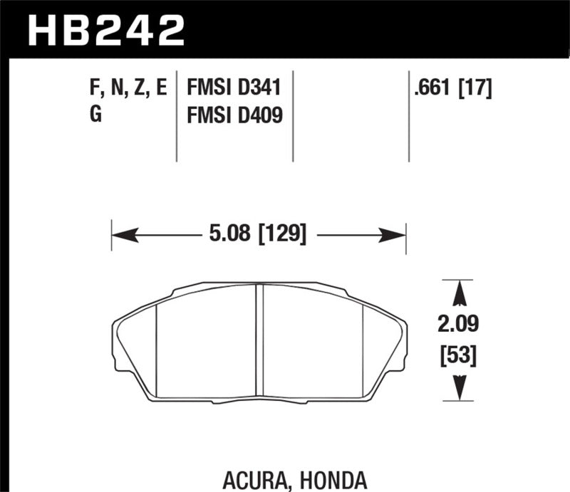 Hawk Performance HB242G.661 DTC-60 Motorsport Brake Pads