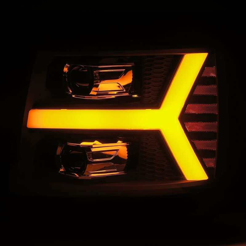 AlphaRex 880223 07-13 Chevrolet 1500 LUXX LED Projector Headlights Plank Style Jet Black w/ Activation Light/Sequential Signal/DRL