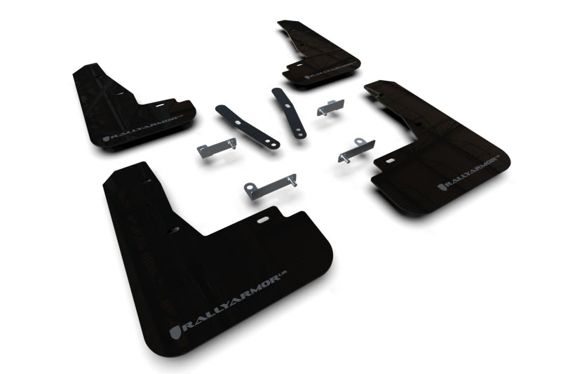 Rally Armor Mud Flaps - 2022-2024 Kia EV6 - RAL UR Blk Flap/Dark Grey Logo - #MF91-UR-BLK-DGRY