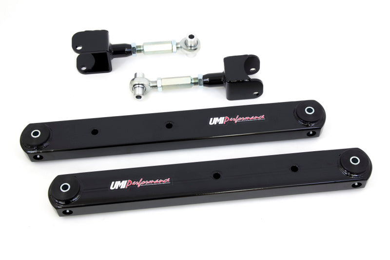UMI Performance 402117-B Rear Control Arms Boxed Lowers Adjustable Uppers Black