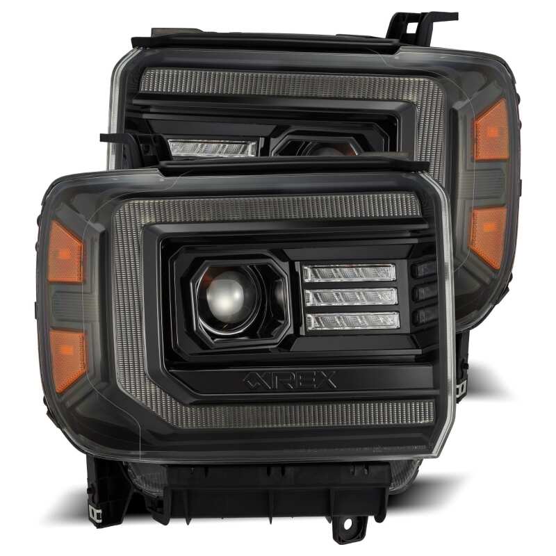 AlphaRex 880612 14-18 GMC Sierra PRO-Series Projector Headlights Plank Alpha Black w/Activation Light/Sequential Signal/DRL