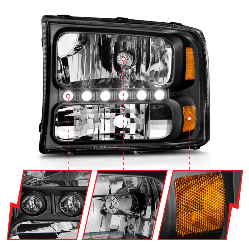 ANZO 1999-2004 Ford F-250 Super Duty Crystal Headlights