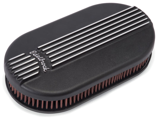 Edelbrock 41153 Air Cleaner Classic Series Oval Aluminum Top Cloth Element 17.5 in x 9.35 in x 3.9