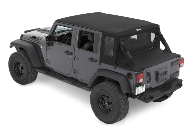 Bestop 07-18 Jeep Wrangler JK 4-Door Halftop Conversion Kit (Premium Black Twill)
