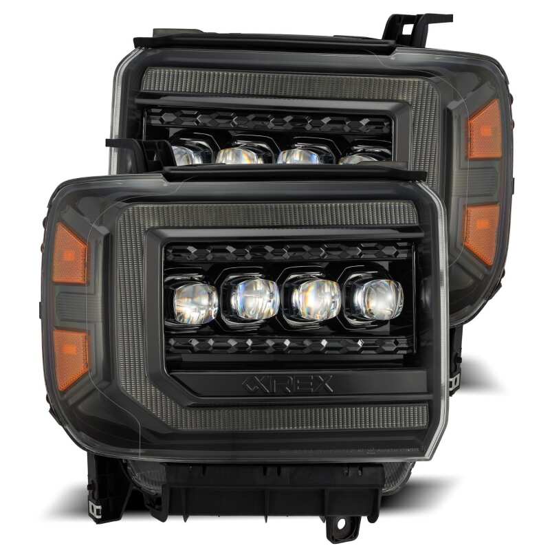 AlphaRex 880616 14-18 GMC Sierra NOVA LED Projector Headlights Plank Style Alpha Black w/Activation Light/Sequential Signal/DRL