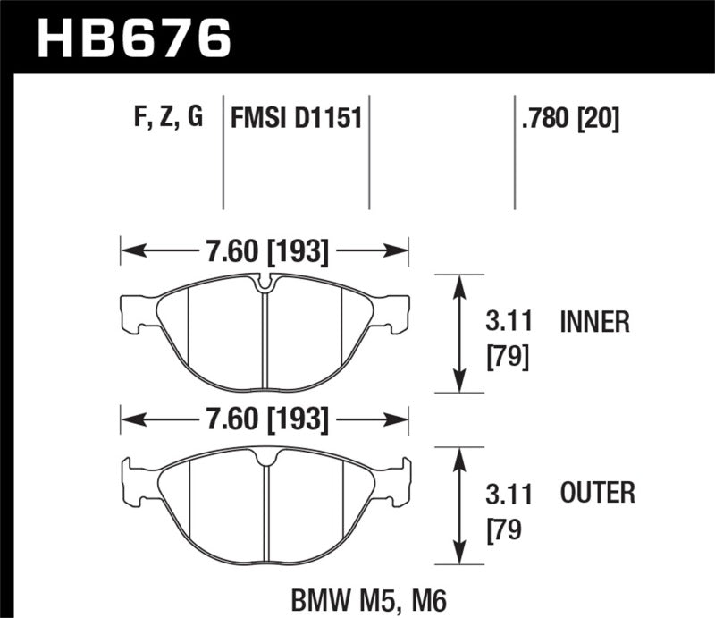 Hawk Performance HB676F.780 HPS Performance Street Brake Pads