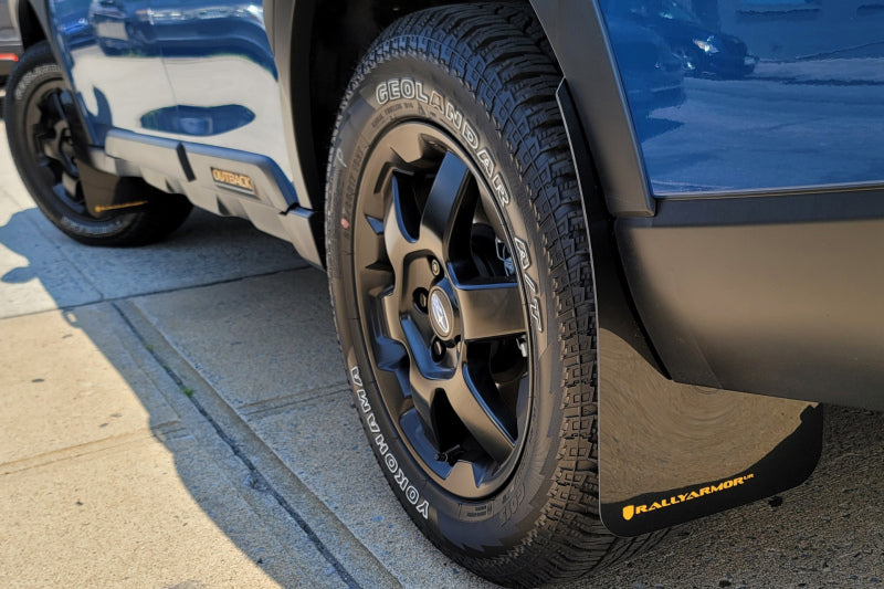 Rally Armor UR Mud Flaps - 2022-2025 Subaru Outback - Black/Blue Logo - #MF76-UR-BLK/BL