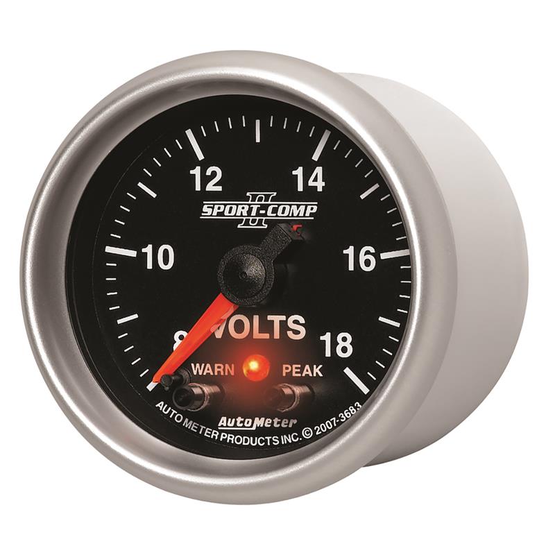 AutoMeter 3683 Sport-Comp II 2-1/16in Digital Voltmeter Gauge - 18V