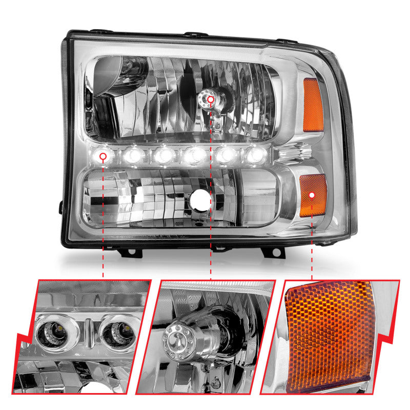 ANZO 1999-2004 Ford F-250 Super Duty Crystal Headlights