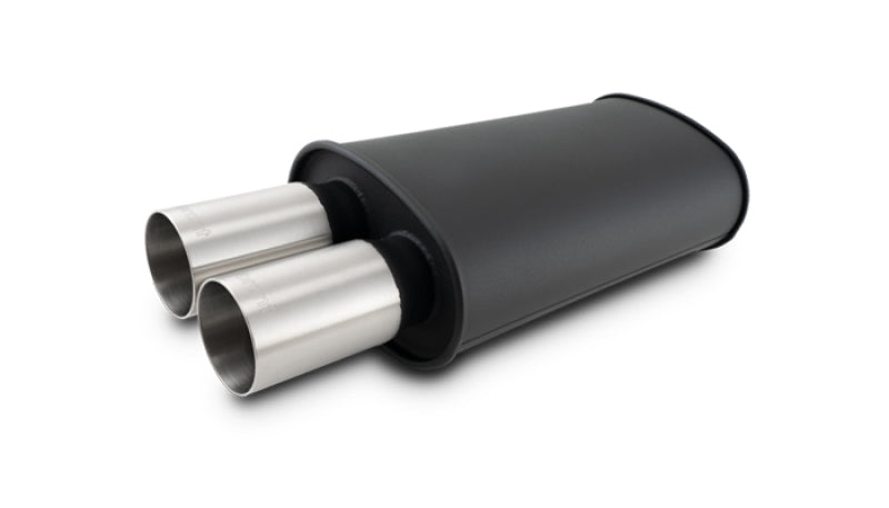 Vibrant Streetpower Flat Blk Muffler 9x5x15in Body 2.5in Inlet ID 3in Tip 12320