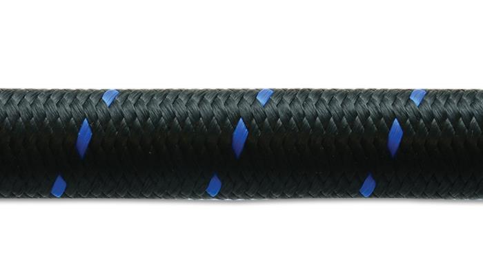 Vibrant -12 AN Two-Tone Black/Blue Nylon Braided Flex Hose (20 foot roll)