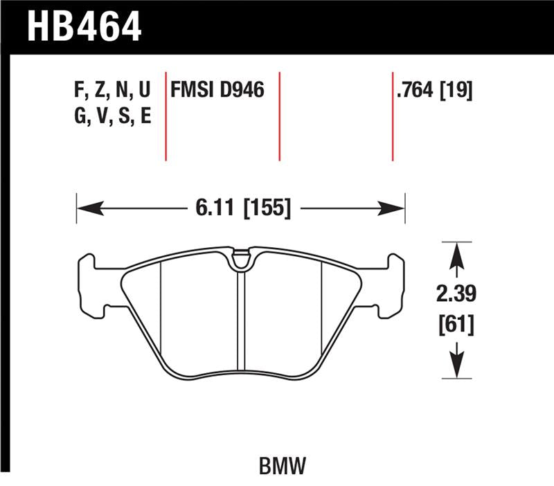 Hawk Performance HB464G.764 DTC-60 Motorsport Brake Pads