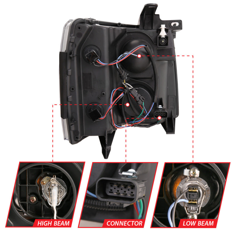 ANZO 2007-2014 Chevrolet Silverado 2500 HD LED Projector Headlights