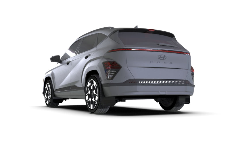 Rally Armor UR Mud Flaps - 2024-2025 Hyundai Kona Electric, 2024-2026 Hyundai Kona - Black/Grey Logo - #MF113-UR-BLK-GRY