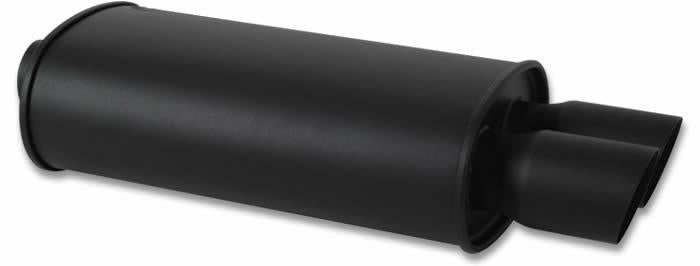 Vibrant StreetPower FLAT BLACK Oval Muffler with Single 3in Outlet - 2.5in