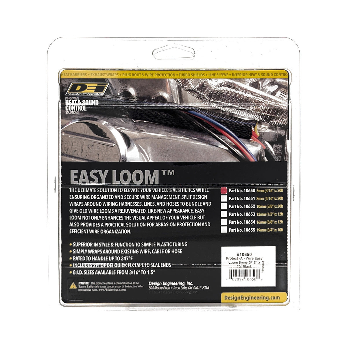 DEI Split Wire Sleeve Easy Loom 5mm-3/16in x 20 Black