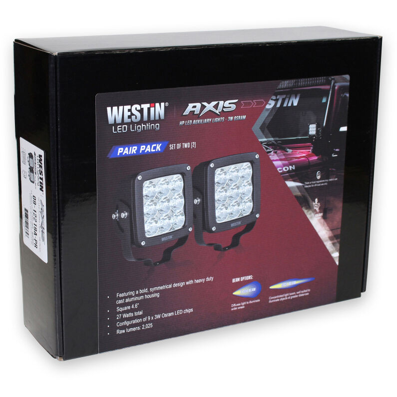 Westin 09-12219B-PR Axis LED Auxiliary Light 4.5 inch x 4.5 inch Square Flood Black