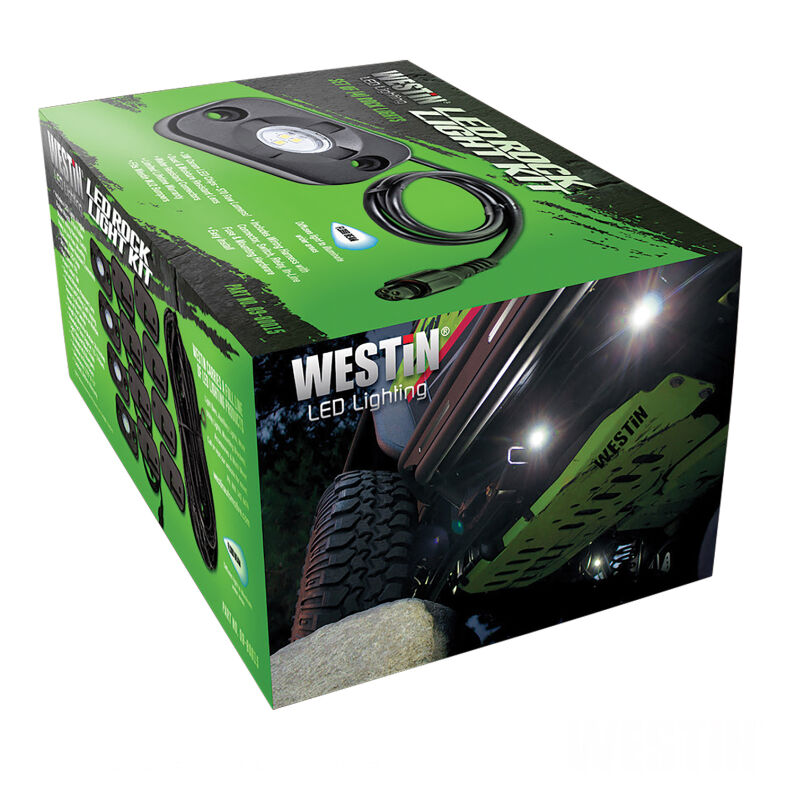 Westin 09-80005 Universal LED Rock Light Kit 4 Lights 14 ft 9 in Wiring Harness & Switch Black