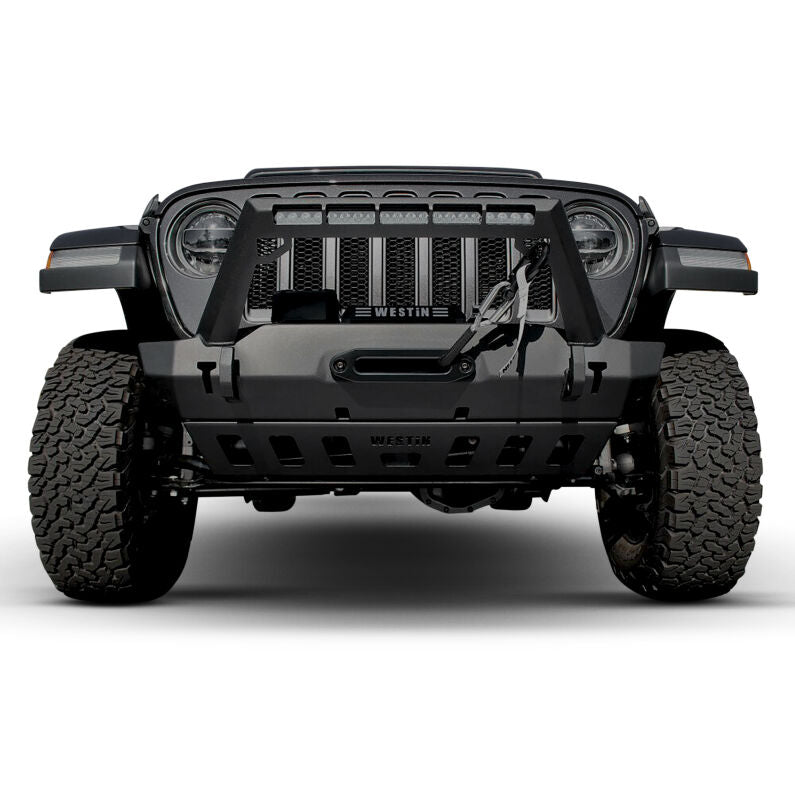Westin 59-80085 WJ2 Stubby Front Bumper for 2018-2026 Jeep Wrangler JL Textured Black