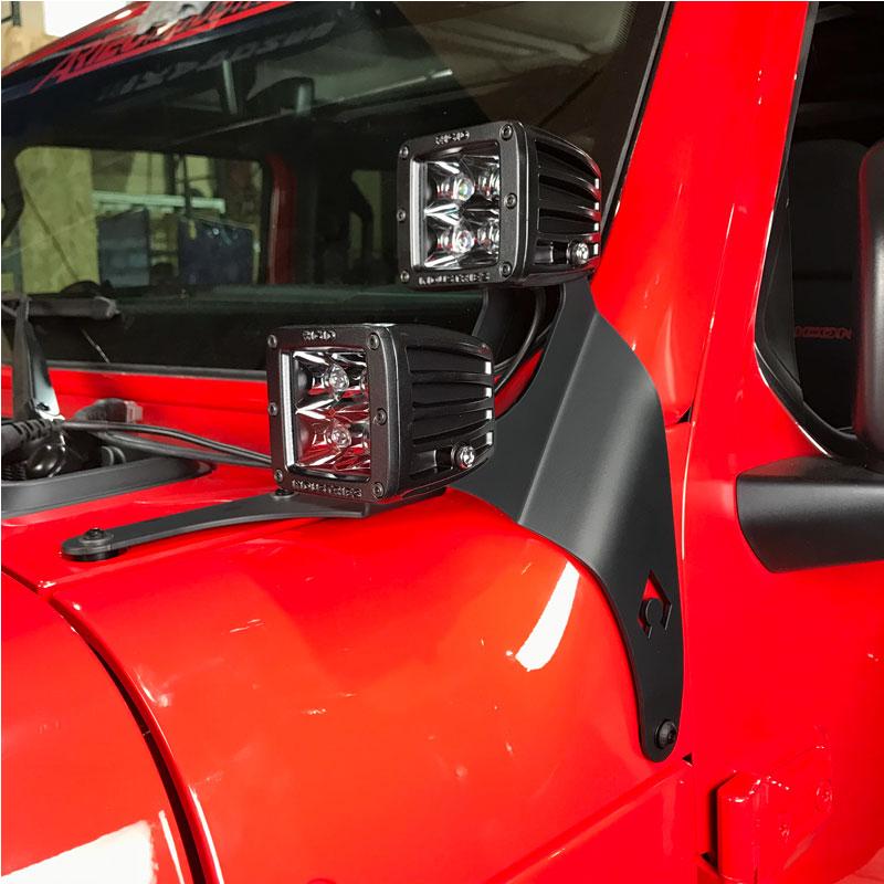 Artec Industries JL5603 A-Pillar Dual LED Cube Light Mount for 2018-2025 Jeep Wrangler JL / Gladiator JT