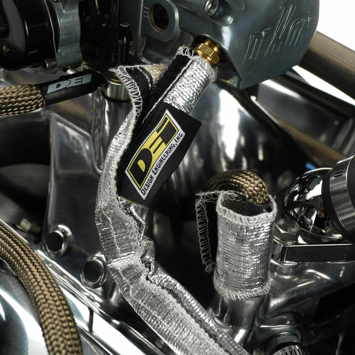 DEI Heat Shroud 1in I.D. x 3ft - Aluminized Sleeving - Hook and Loop Edge