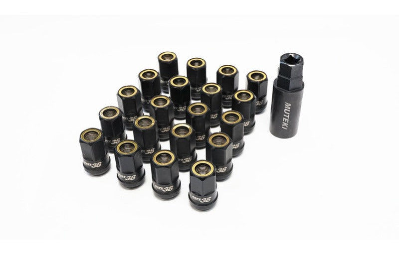 Wheel Mate HR3806TY Muteki HR38 Open End Lug Nuts Titanium Chrome with Yellow Ring M12x1.50