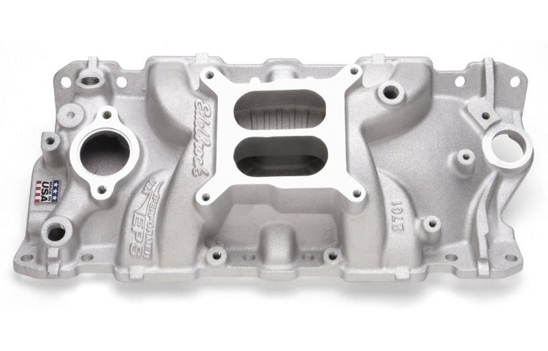 Edelbrock 2701 Performer EPS Intake Manifold Natural for Small Block Chevrolet