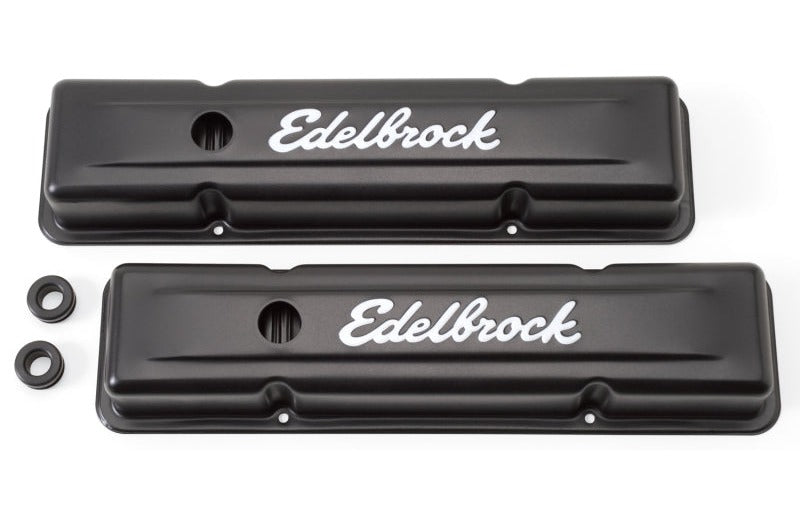Edelbrock 4443 Valve Cover Signature Series Chevrolet 1959-1986 262-400 CI V8 Low Black