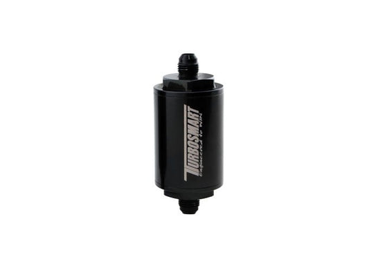 Turbosmart FPR Billet Inline Fuel Filter 1.75in OD 3.825in Length AN-6 Male Inlet - Black