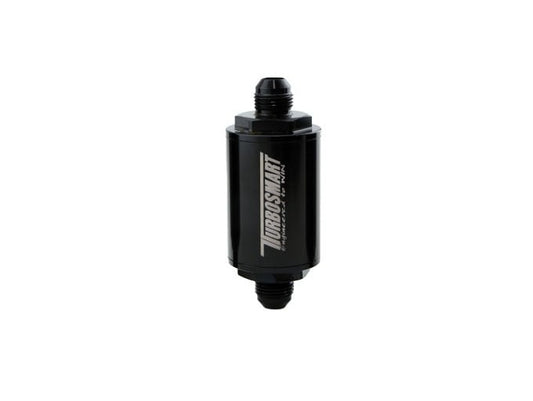 Turbosmart FPR Billet Inline Fuel Filter 1.75in OD 3.825in Length AN-8 Male Inlet - Black